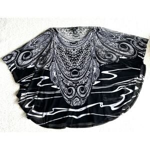 Alfani Kimono Top Women's Blouse Size Large Black/White Print